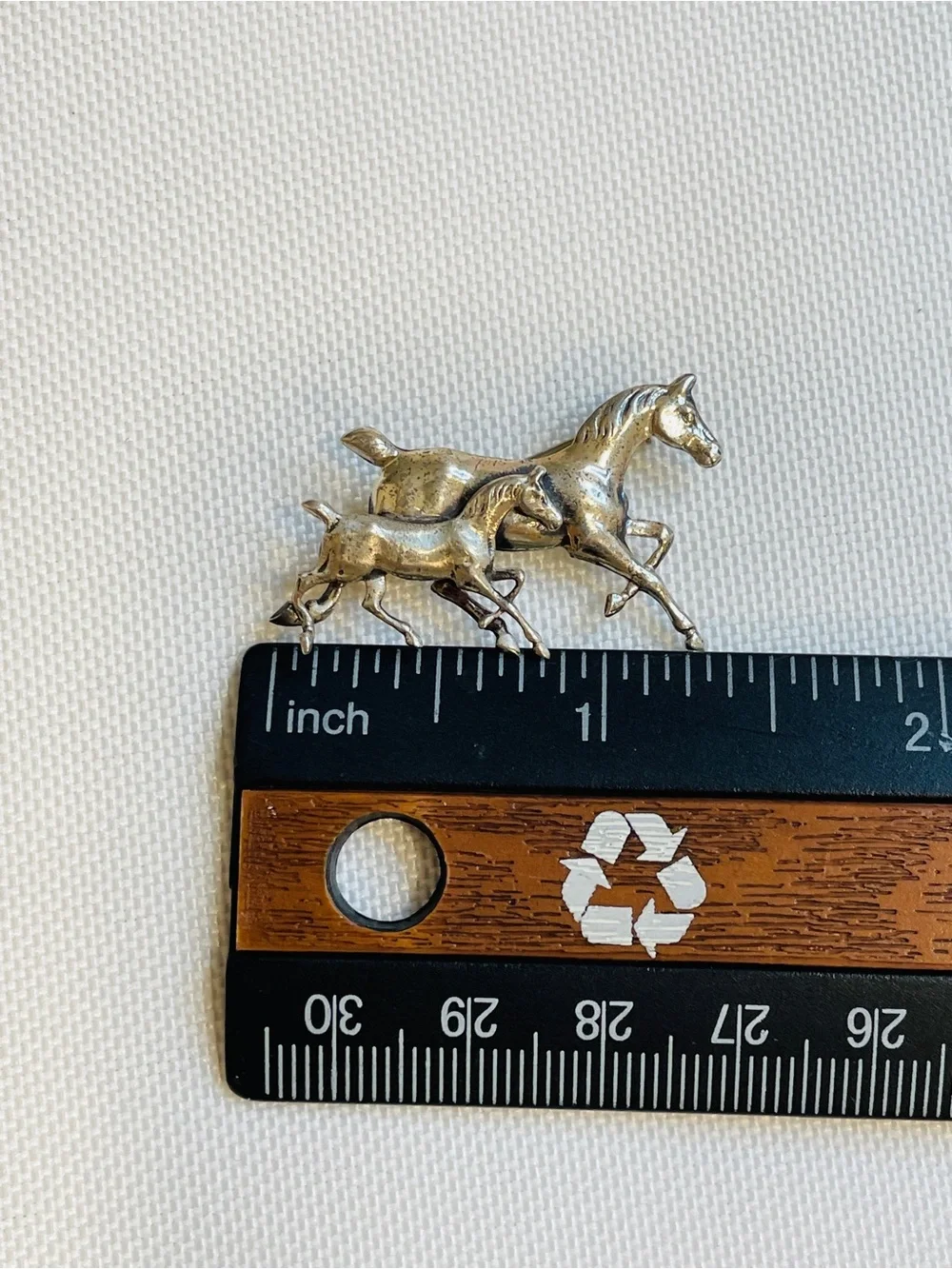 Vintage BEAU Sterling Silver 925 Equestrian Mare & Foal Horse Brooch Pin